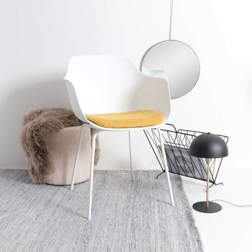 Nolon Nora-Liz Eetkamerstoel Wit - Okergeel Kussen - Witte Poten - vtwonen shop