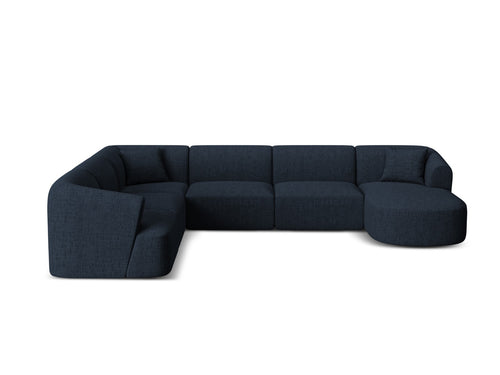 Cosmopolitan Design Modulaire panoramische hoekbank links Campi 7-zits, structurele stof koningsblauw - 255x330x70cm