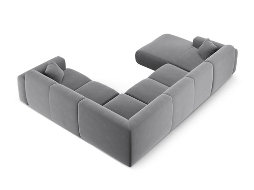 Cosmopolitan Design Panoramische hoekbank rechts Nolio 6-zits, flueel lichtgrijs - 252x342x72cm