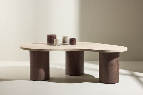 Rebellenclub  Kaloria Salontafel  - 130 x 78 cm Mokka / Travertin