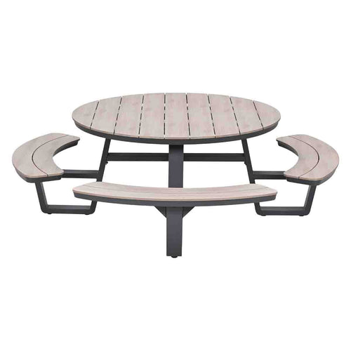 Garden Impressions picknicktafels Sarria donker grijs - vironwood - Ø148x75 cm