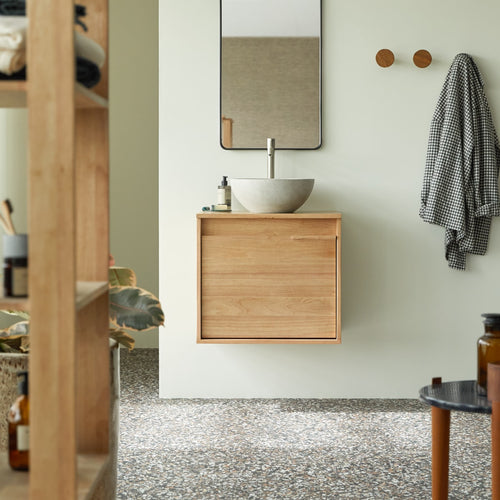 Tikamoon Badkamermeubel van massief heveahout eikenkleur 60 cm - Naturel