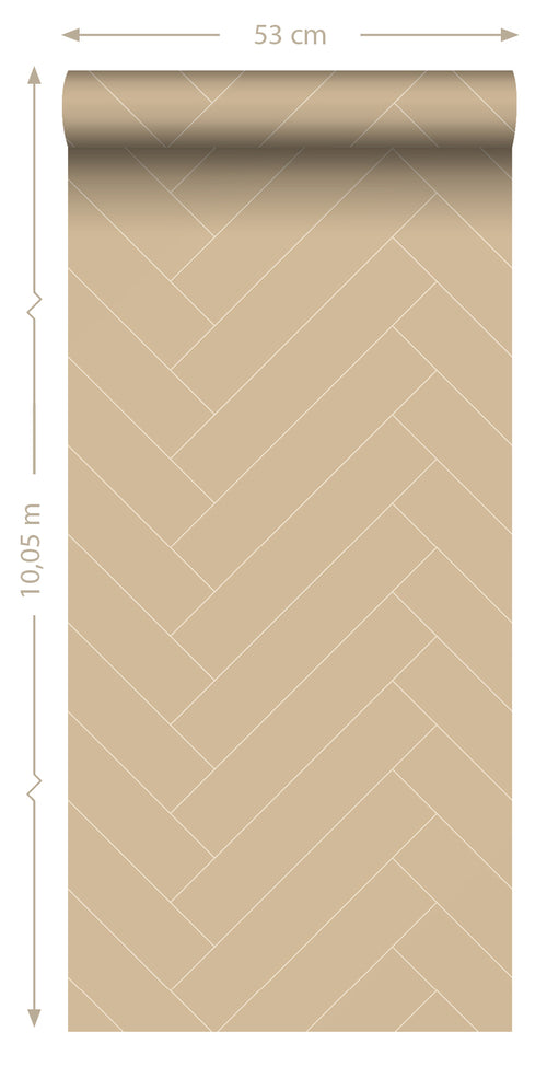 ESTAhome behang visgraat-motief donker beige - 50 x 900 cm - 139781 - vtwonen shop