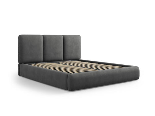 Cosmopolitan Design Opbergbed met hoofdeinde Nicolas 160x200cm, chenille, donkergrijs - 220x180x100cm