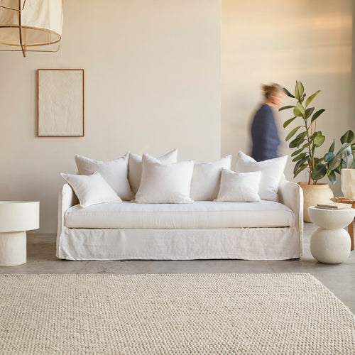 Tikamoon Ariane - Bank van wit linnen, 5 zitplaatsen - Wit - vtwonen shop