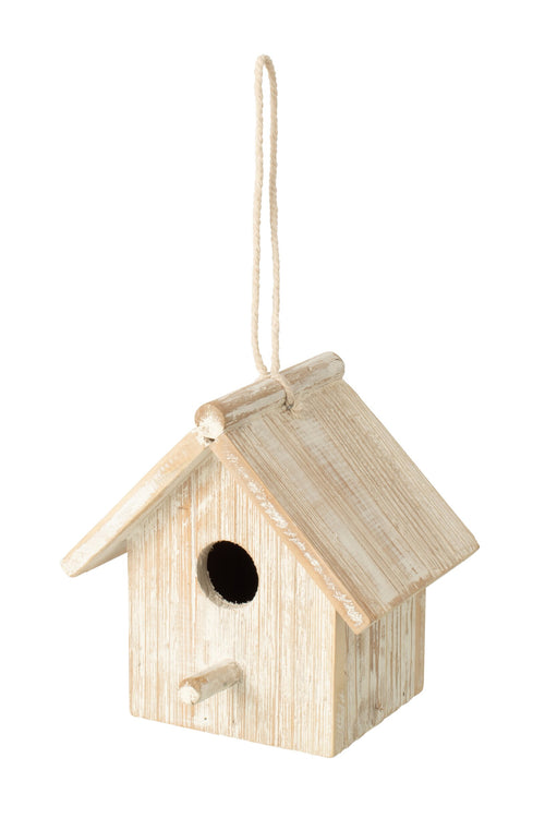 J-Line Vogelhuisje - hout - gebroken wit - small