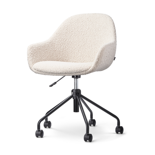 Nolon Nout-Mae Bureaustoel Bouclé Beige - Armleuning - Zwart Onderstel - vtwonen shop