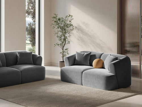 Cosmopolitan Design Modulaire bank Campi 2-zits, flueel grijs - 90x180x70cm