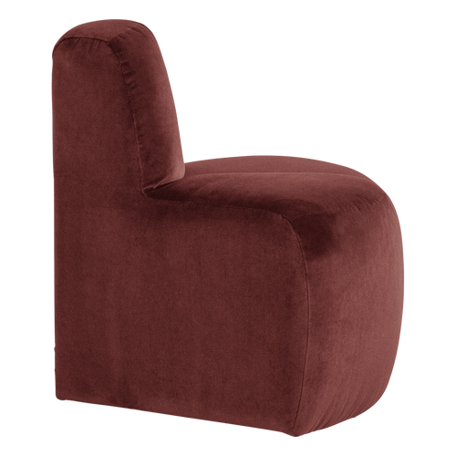 WOOOD eetbank hoek rond rugleuning Mojo - Velvet - Kastanjebruin - 83x73x73