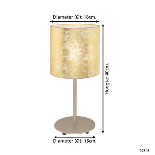 EGLO tafellamp Viserbella - e27 - 40 cm - champagne/goud