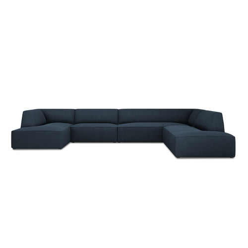 Cosmopolitan Design - Panoramische hoekbank rechts Siena 7-zits, structurele stof marineblauw - 273x366x69cm