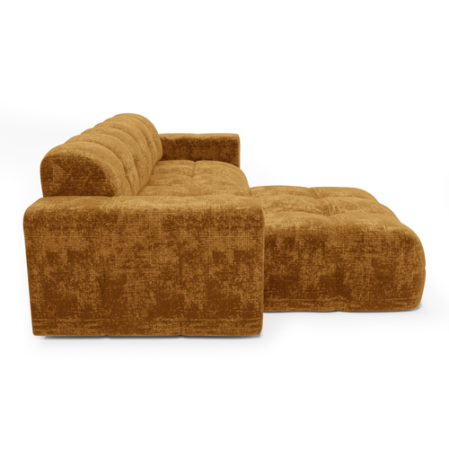 Sia Home - Linkerhoekbank MAEL - gewaafd fluweel mosterd 230cm