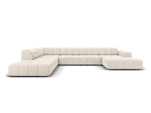 Cosmopolitan Design Panoramische hoekbank links Chicago 7-zits, flueel lichtbeige - 263x375x78cm