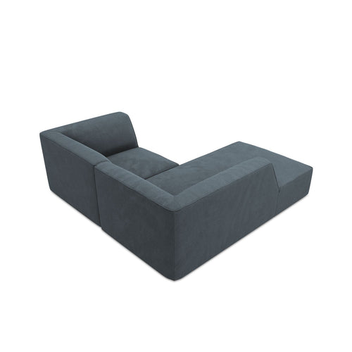 Cosmopolitan Design - Modulaire hoekbank links Siena 3-zits, ribfluwelen blauw - 180x186x69cm