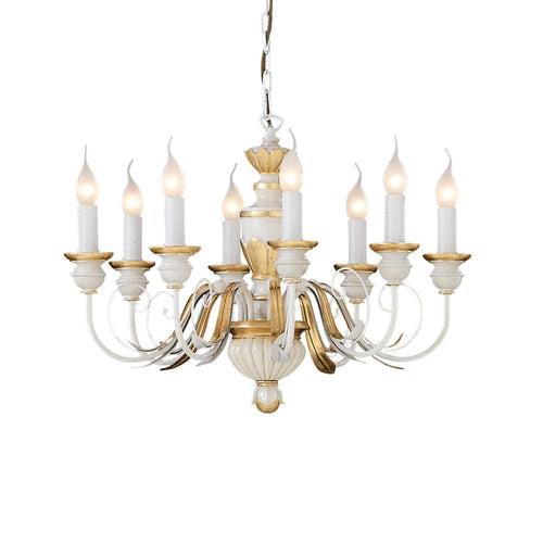 Ideal Lux Firenze - 8 lichts kroonluchter ivoor, gouden afwerking, E14
