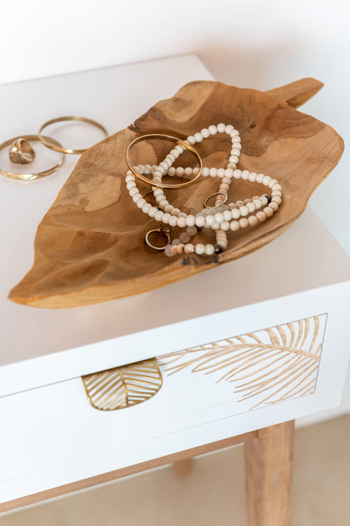 J-Line schaal Blad - hout - naturel - small