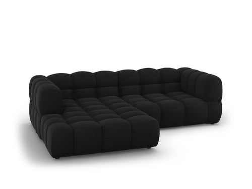 Cosmopolitan Design Modulaire hoekbank links Sky 3-zits, flueel, zwart - 162x244x70cm