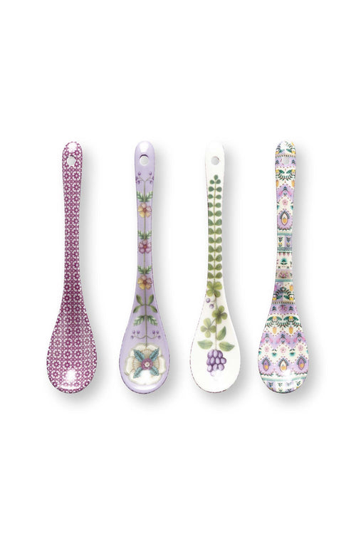 Pip Studio Theelepels Lily&Lotus - Porselein - Lila - Set van 4