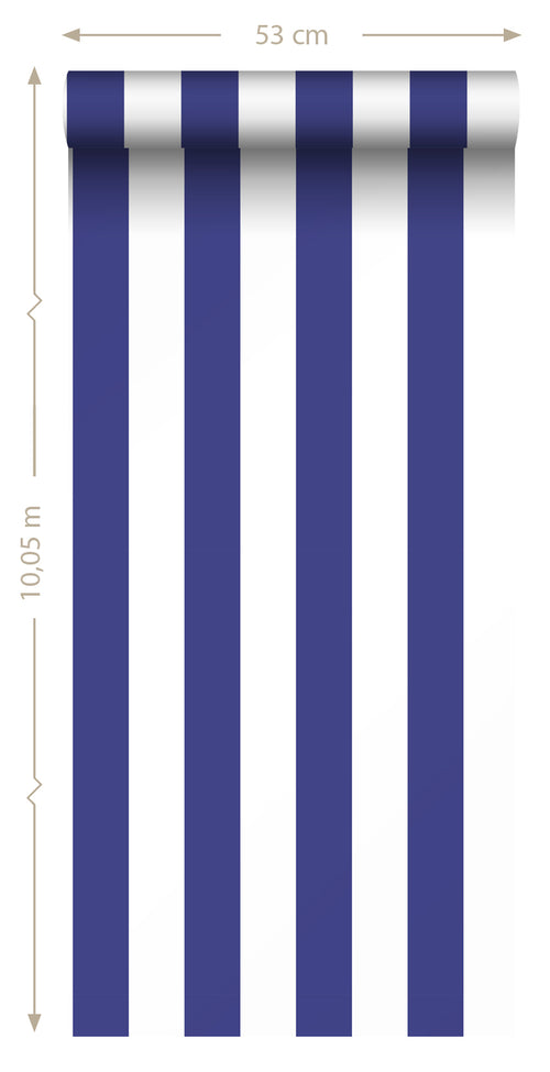 ESTAhome behang strepen blauw en wit - 50 x 900 cm - 131572 - vtwonen shop