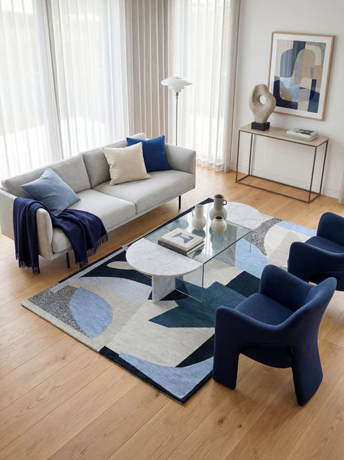 Remix vloerkleed 9369 White/Blue - Blauw - 140 x 200 cm