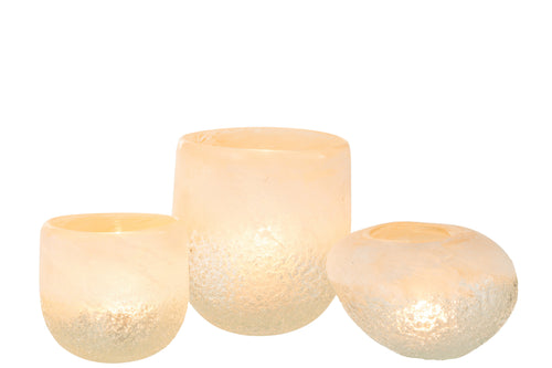 J-Line windlicht - glas - beige - large