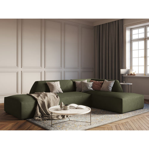 Cosmopolitan Design - Modulaire hoekbank rechts Siena 4-zits, ribfluwelen groente - 180x273x69cm