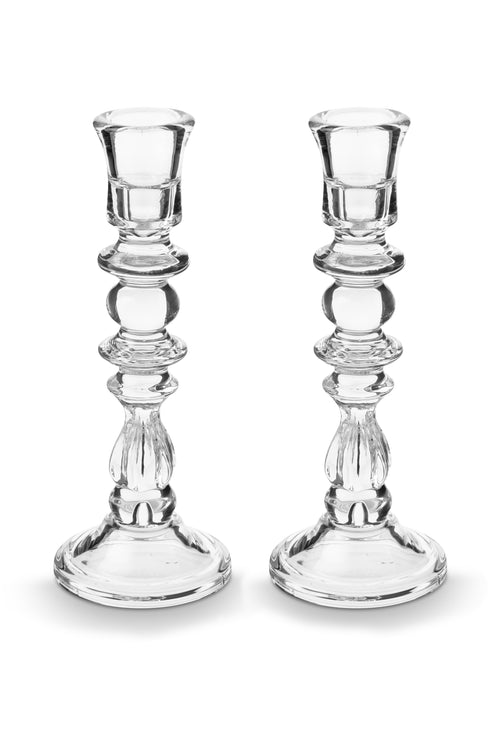 vtwonen Kandelaar - Set van 2 - Glas - Transparant - 10x26cm - vtwonen shop