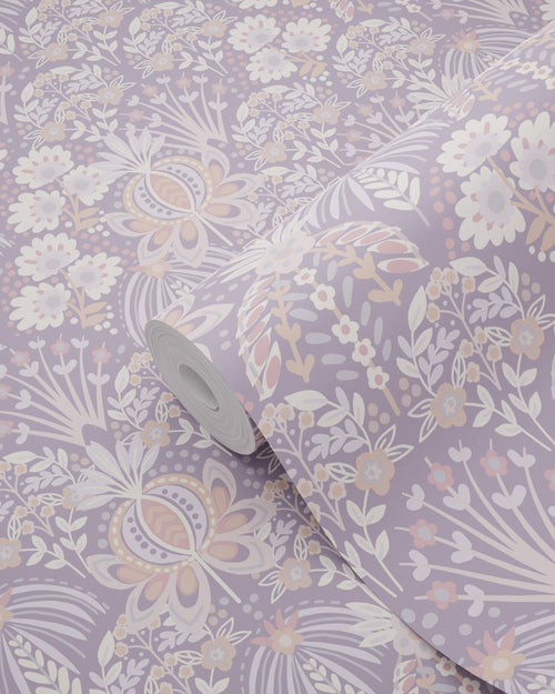 ESTAhome behang vintage bloemen in art nouveau stijl lila paars - 50 x 900 cm - 130970 - vtwonen shop