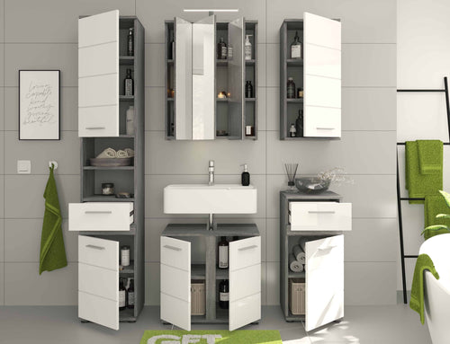 Furnilux Blake badkamercombinatie 5-delig rookzilver / wit - 164cm x 191cm x 34cm - vtwonen shop