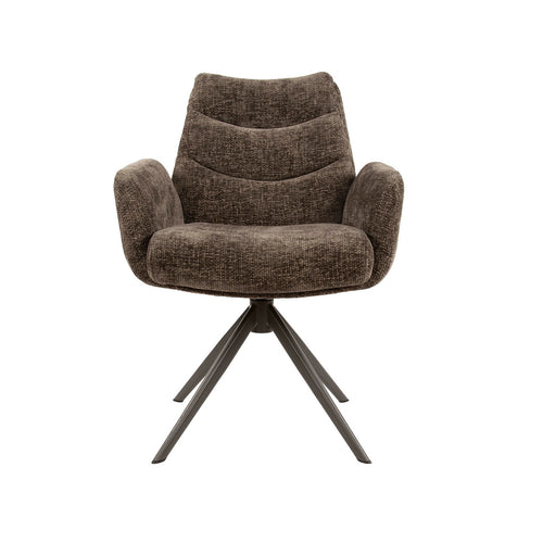 Giga Meubel Armstoel Hoven Taupe/Bruin – Draaibaar – Polyester  - Set van 2