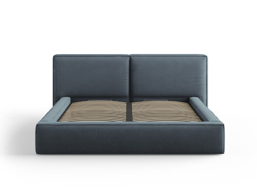 Cosmopolitan Design Opbergbed met dubbel hoofdbord Arendal 180x200cm, structurele stof, blauw - 228x234x97.5cm