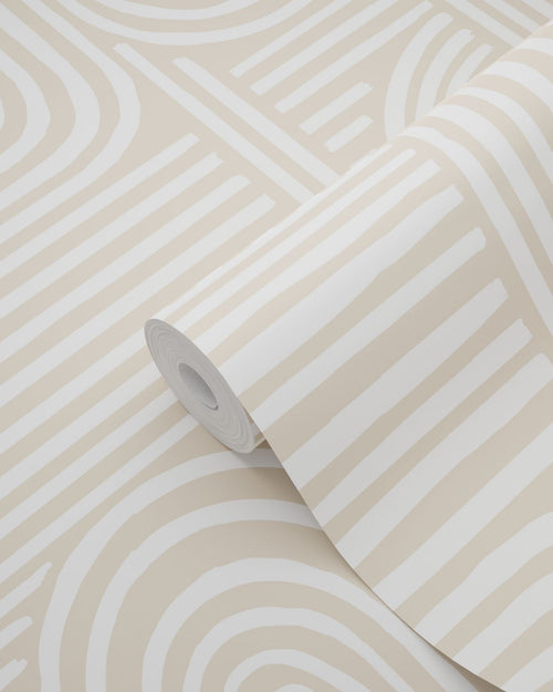 ESTAhome behang grafisch 3D motief zand beige - 53 cm x 10.05 m - 139935