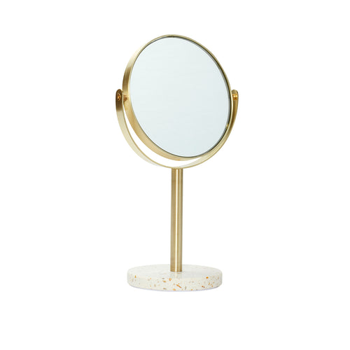 Hübsch tafelspiegel Pamper - ijzer/spiegelglas/terrazzo - ø18xh32cm