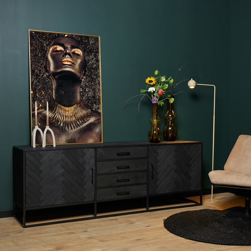 StarFurn Dressoir New York - Zwart Hout - 210x45x75cm