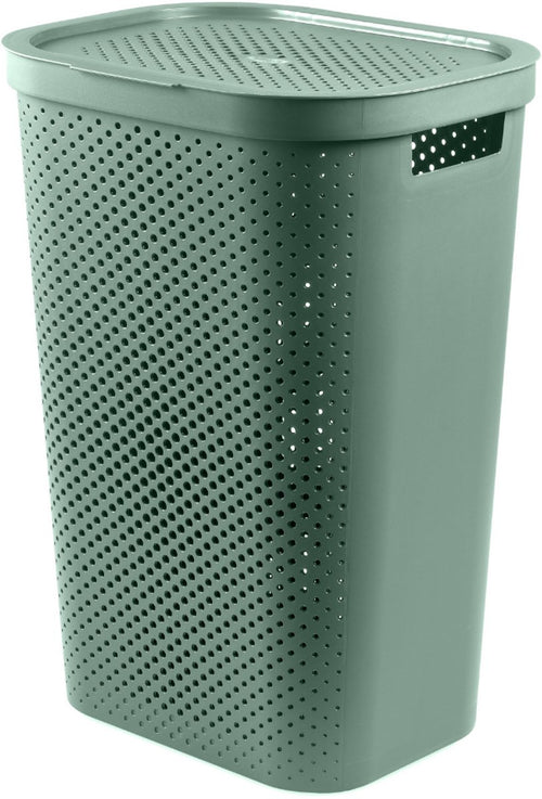 Curver Infinity Recycled Dots Wasmand met deksel - 60L - Groen - vtwonen shop