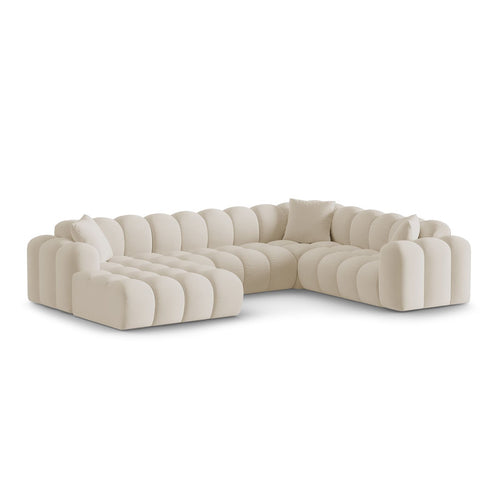 Cosmopolitan Design - Panoramische hoekbank rechts Treno 4-zits, flueel donkerbeige - 240x330x70cm