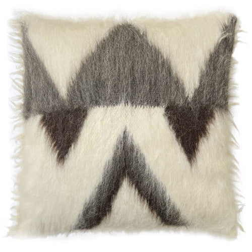Malagoon vloerkussen Zigzag - gebroken wit, grijstinten - 90x90cm 100% wol
