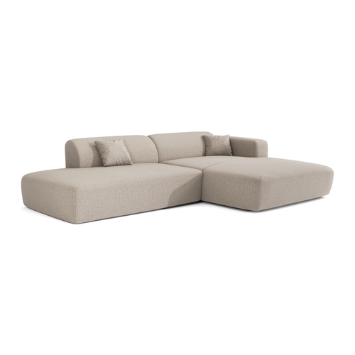 Sia Home - Rechthoekige hoekbank met open zijkant MYRA - kruisweefsel beige 300cm