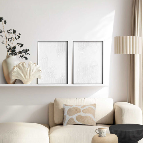 Reinders abstracte wanddecoratie set met structuur Zwart-Wit Evenwicht - 40x30cm