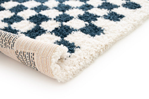 AFK Living vloerkleed  Checkers - shaggy - blauw - 080x150 cm