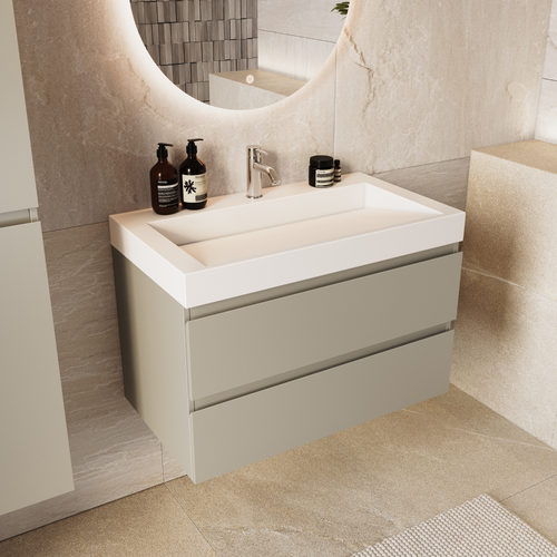 LOMAZOO badkamermeubel Zarivo - witte wastafel - greige - 80 cm