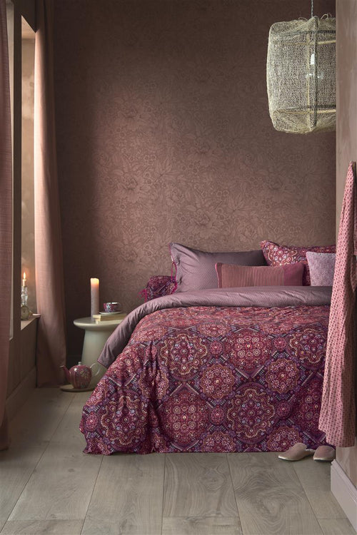 Pip Studio dekbedovertrek PIP Il Mosaico - 140x200/220 cm - donker rood - vtwonen shop