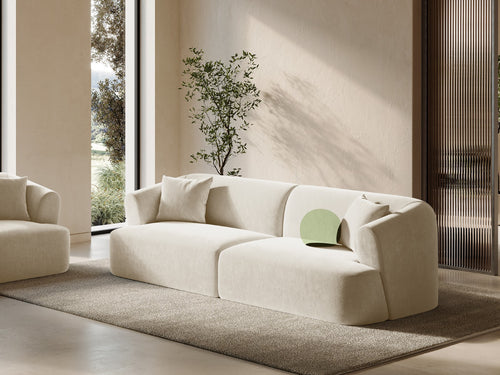 Cosmopolitan Design Modulaire bank Campi 4-zits, flueel lichtbeige - 90x255x70cm