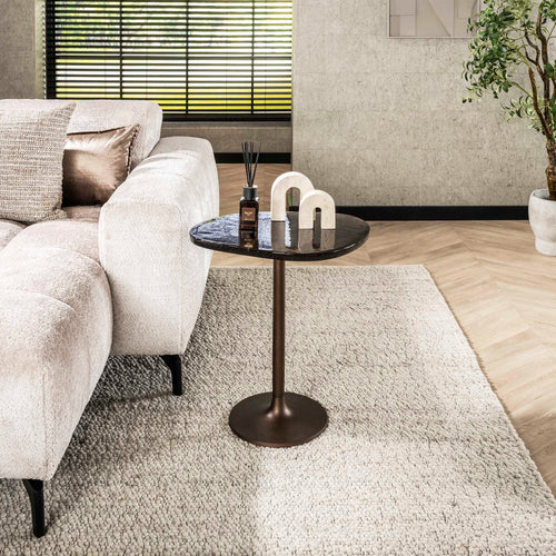 Giga Meubel Bijzettafel Eclipse - Koper Metaal/Glas - 50x42x55cm