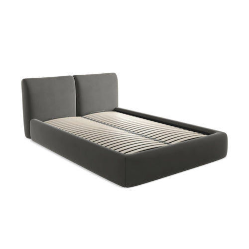 LaMiaSofa Bed met opbergruimte Milano - velours - staal - 160x228x82