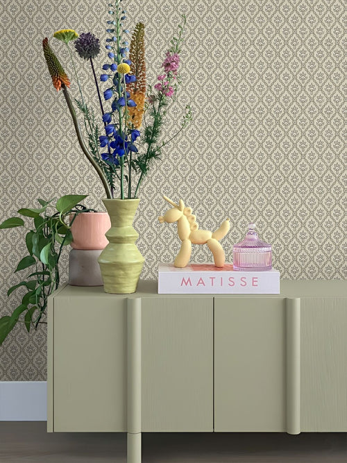 ESTAhome behang vintage bloemen grijs - 50 x 900 cm - 132012