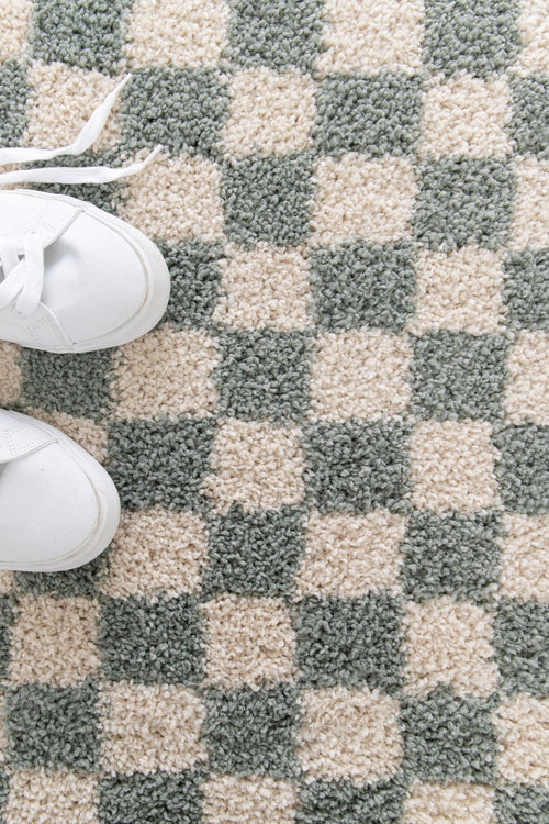 AFK Living vloerkleed Checkers - zeer zacht - groen - 080x150 cm