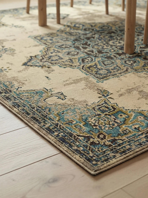 benuta vloerkleed Casa - beige/turkoois - 160x230 cm