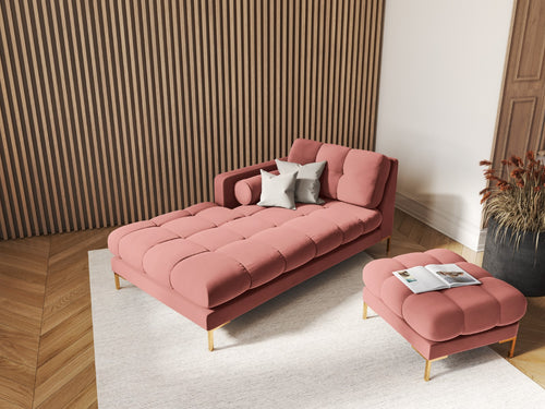 Cosmopolitan Design linker meridiaan Bali flueel, roze - 185x102x75cm