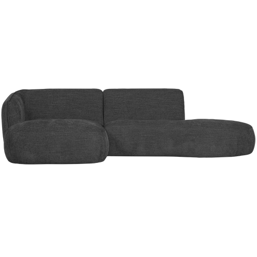 WOOOD chaise longue links Polly - Polyester - Grijs - 71x258x150/105 - vtwonen shop